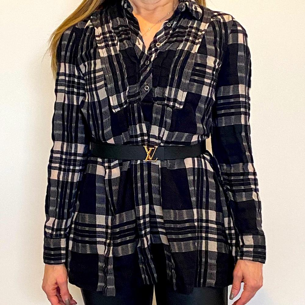 Free People Plaid Collared Shirt